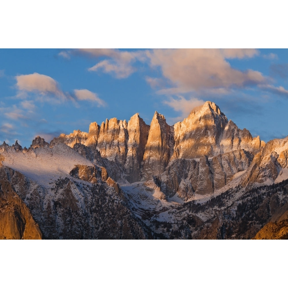 Dawn light on Mount Whitney from the Alabama Hills Sequoia National Park California USA. Poster Print by Russ Bishop Image 1