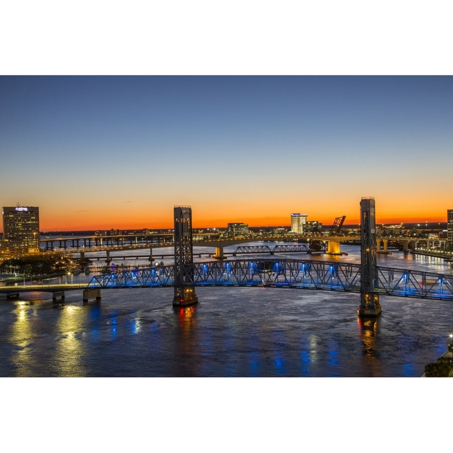 Main Street Bridge St. Johns River. Jacksonville Florida. Poster Print by Richard and Susan Day Image 1