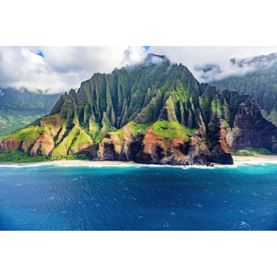 Kalalau Beach on the Na Pali Coast Coast Wilderness State Park Kauai Hawaii USA. Poster Print by Russ Bishop Image 1