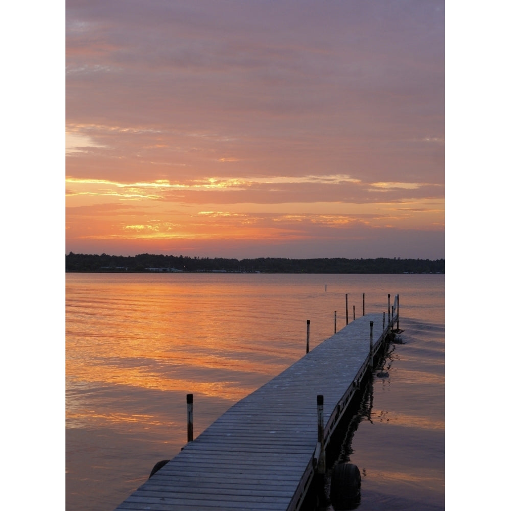 Swimming dock Cass Lake Minnesota at sunset Poster Print by Gayle Harper Image 1