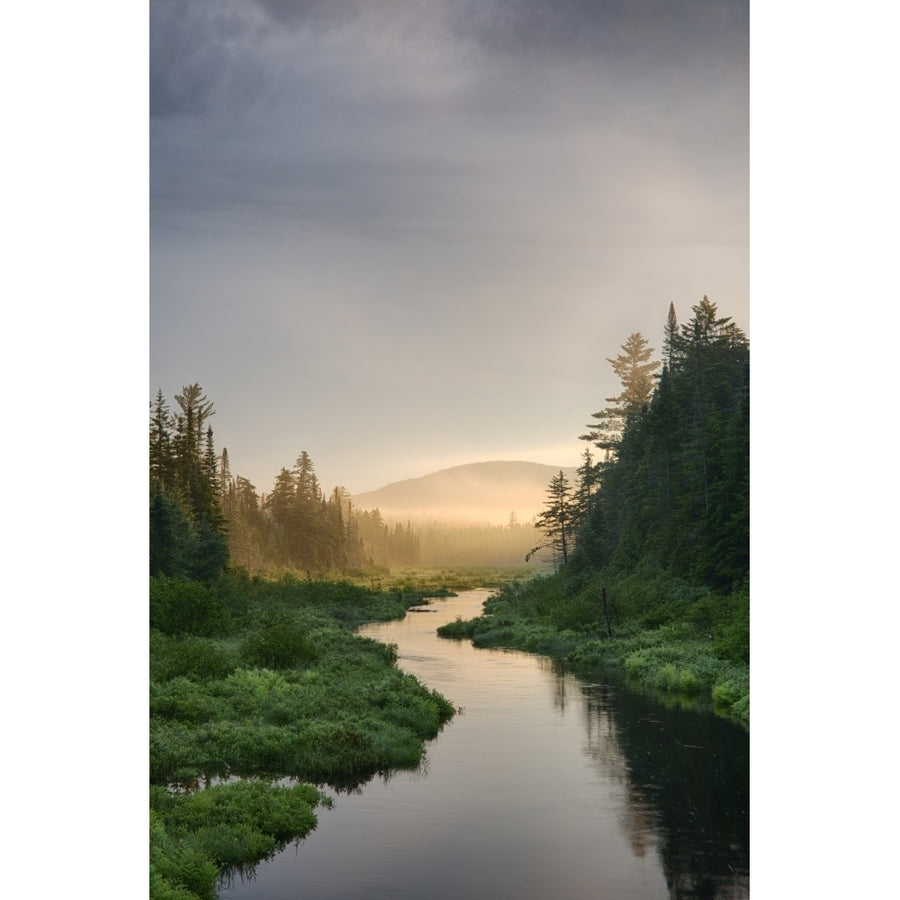 USA York State. Morning light on Grampus Lake Outlet Adirondack Mountains Poster Print by Chris Murray Image 1