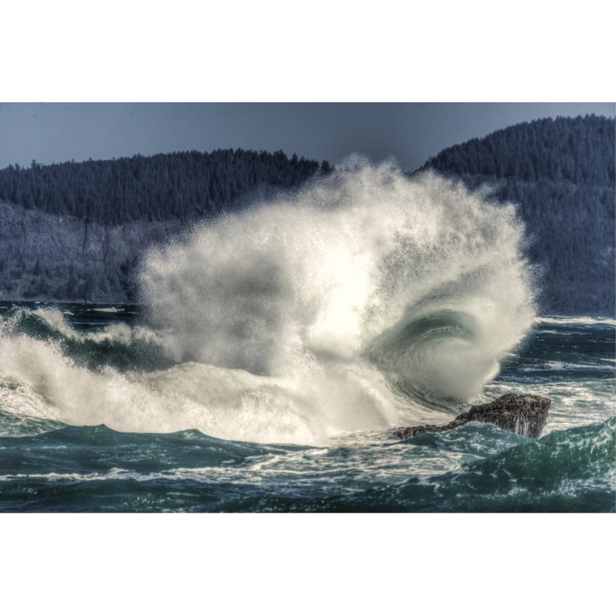 Spring Storm breaking waves Cape Kiwanda State Park Oregon Coast USA Late Spring Poster Print by Stuart Westmorland Image 1