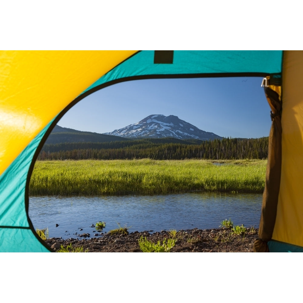 View through Tent South Sister Sparks Lake Three Sisters Wilderness Eastern Oregon Poster Print by Stuart Westmorland Image 1