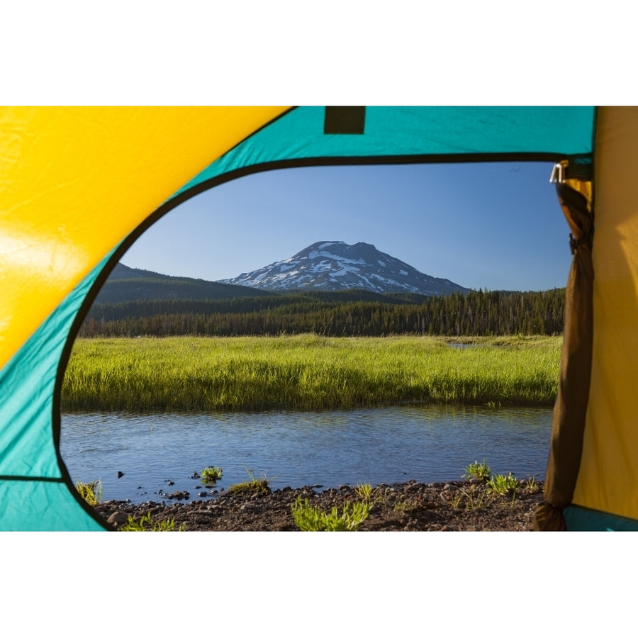 View through Tent South Sister Sparks Lake Three Sisters Wilderness Eastern Oregon Poster Print by Stuart Westmorland Image 1