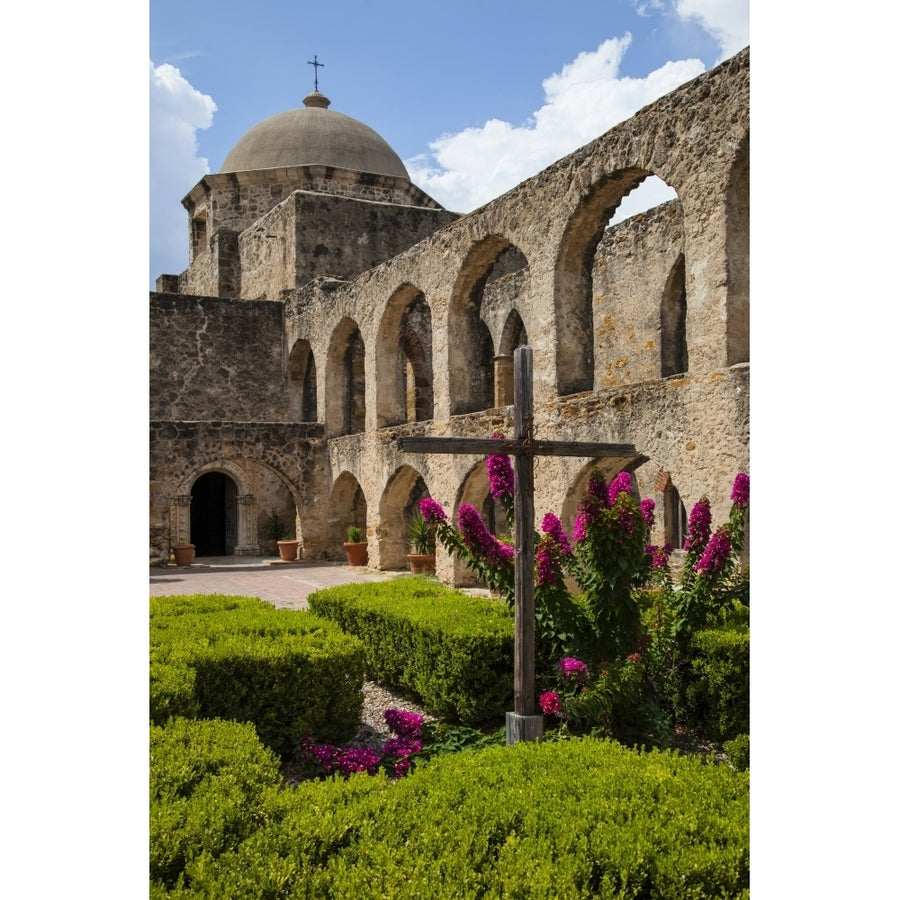 Arched Portico at Mission San Jose in San Antonio Poster Print by Larry Ditto Image 1