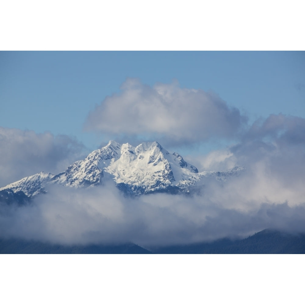 Hood Canal Washington State. Fresh snow and pastel clouds surround the Brothers Mountain Poster Print by Jolly Sienda Image 1