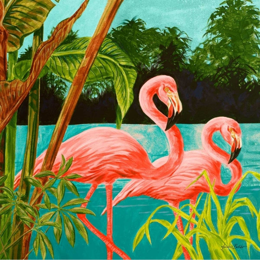 Hot Tropical Flamingo II Poster Print by Linda Baliko Image 1