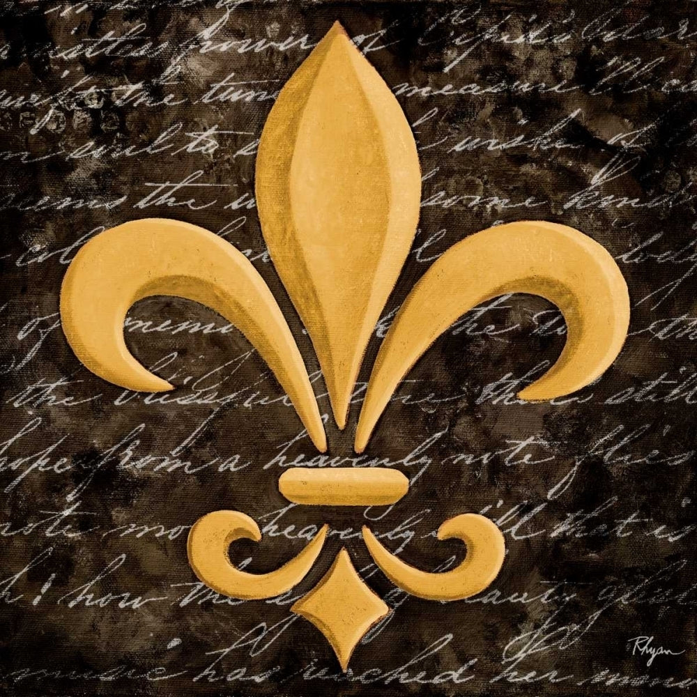 Scripted Gold Fleur de lis Border I Poster Print by Vivien Rhyan Image 1