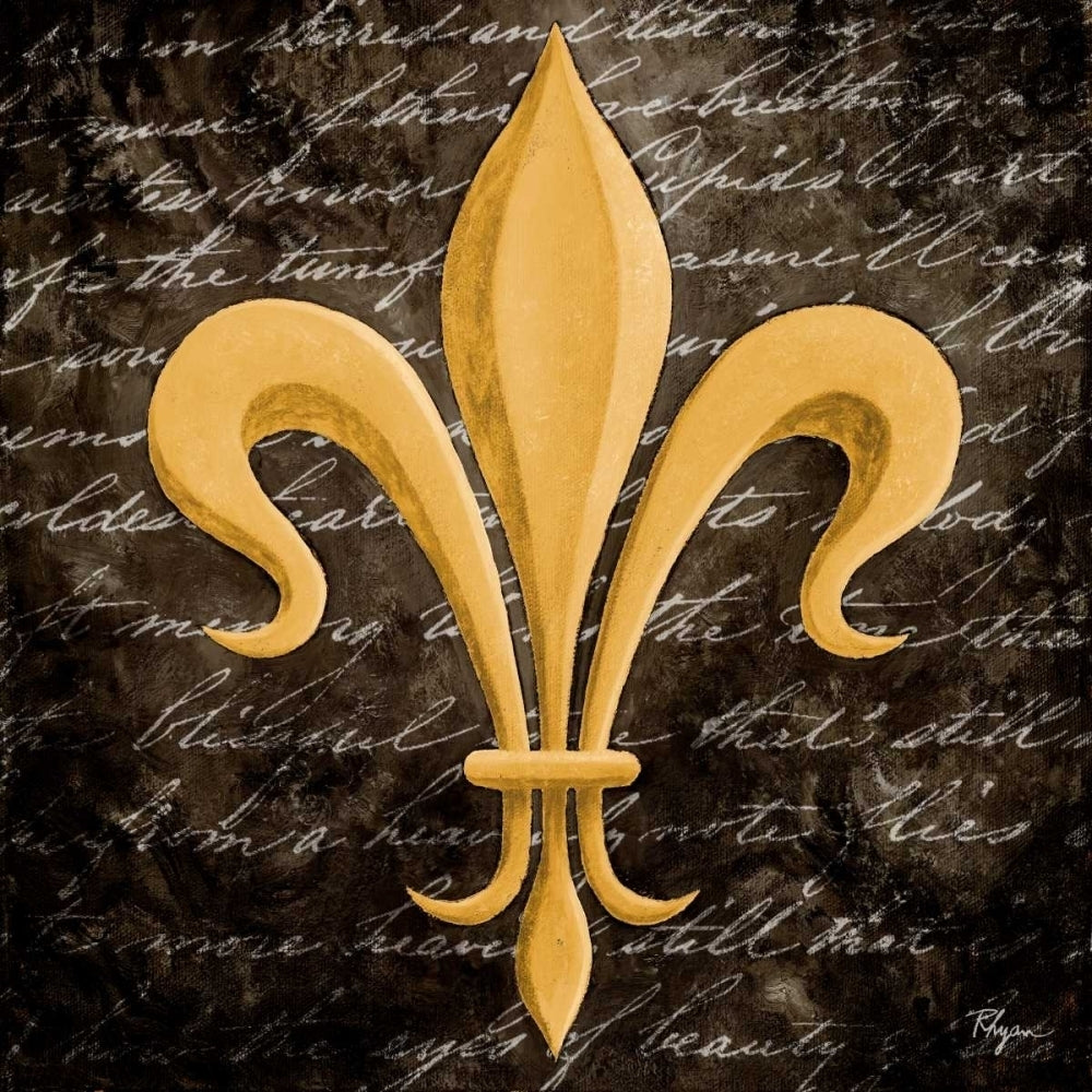 Scripted Gold Fleur de lis II Poster Print by Vivien Rhyan Image 1