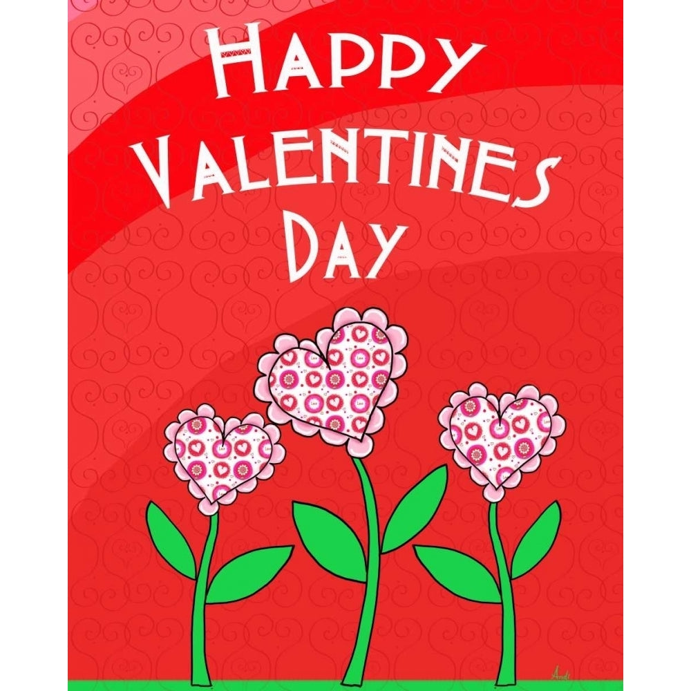 Happy Valentines Day Flowers Poster Print by Andi Metz Image 1