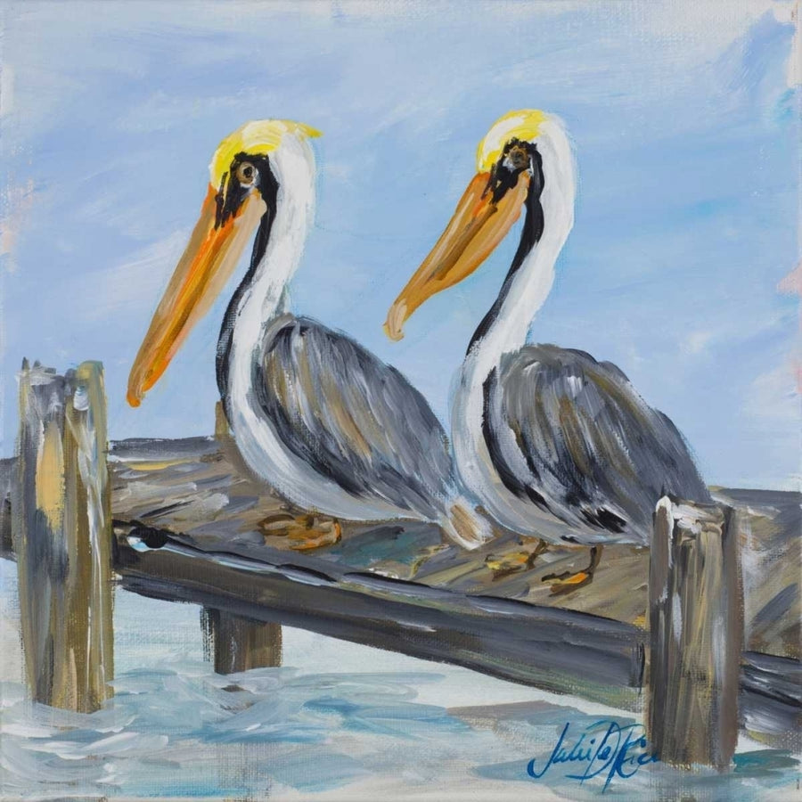 Pelicans On Deck Poster Print by Julie DeRice Image 1