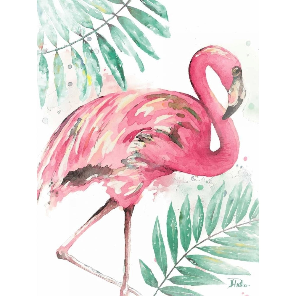 Watercolor Leaf Flamingo II Poster Print by Patricia Pinto Image 1