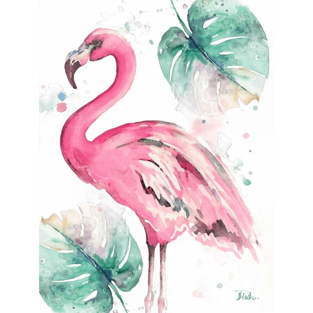 Watercolor Leaf Flamingo I Poster Print by Patricia Pinto Image 1