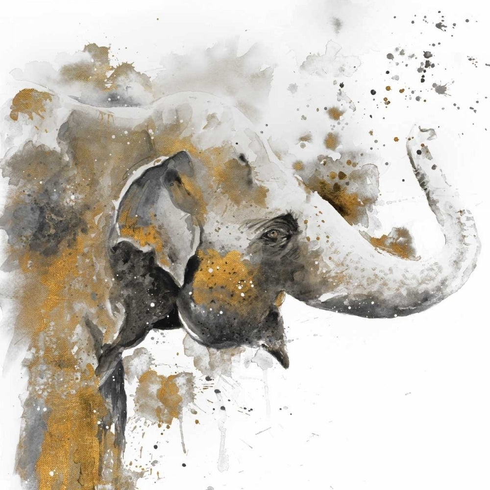 Water Elephant with Gold Poster Print by Patricia Pinto Image 1