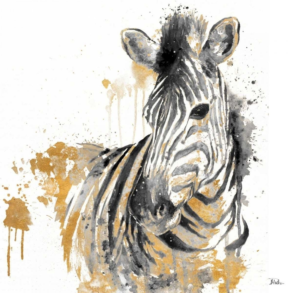 Water Zebra With Gold Poster Print by Patricia Pinto Image 1