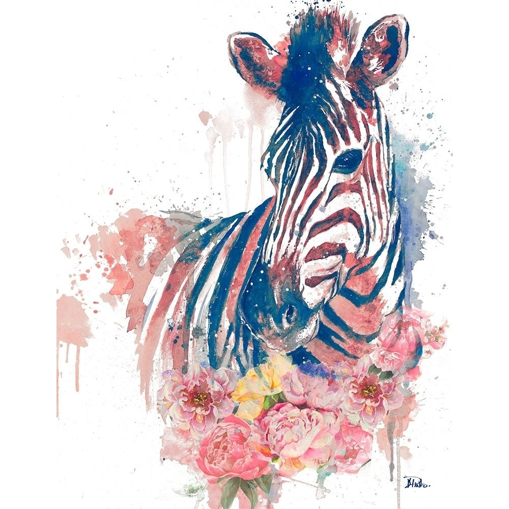 Floral Watercolor Zebra Poster Print by Patricia Pinto Image 1