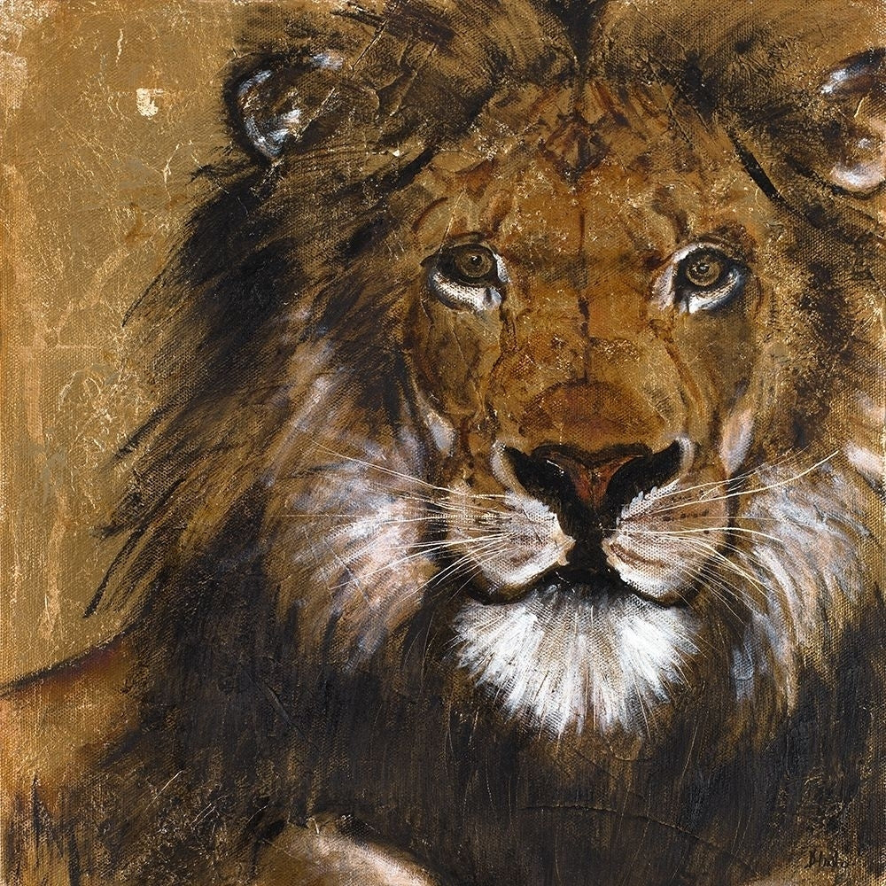 Lion on Gold Poster Print by Patricia Pinto Image 1