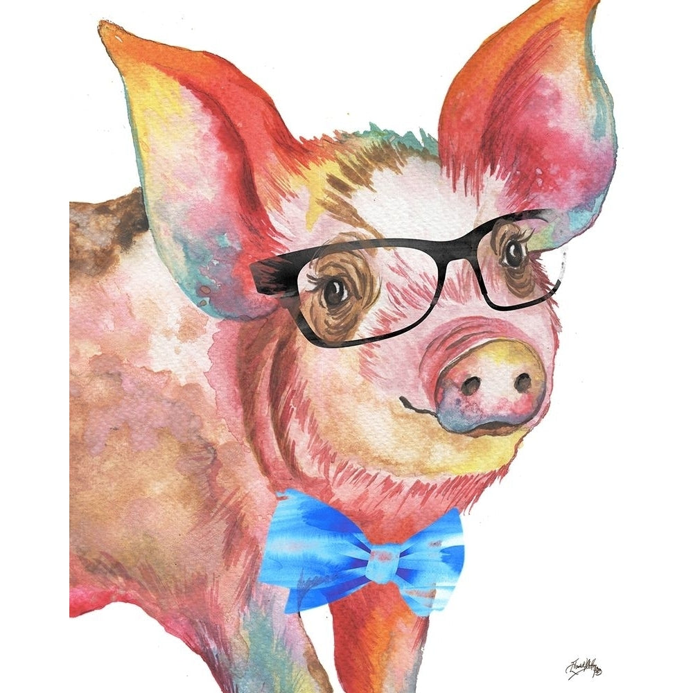 Nerdy Pig Poster Print by Elizabeth Medley Image 1