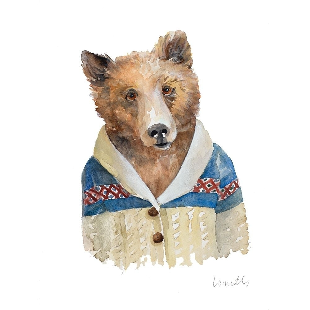 Bear in Cardigan Poster Print by Lanie Loreth Image 1