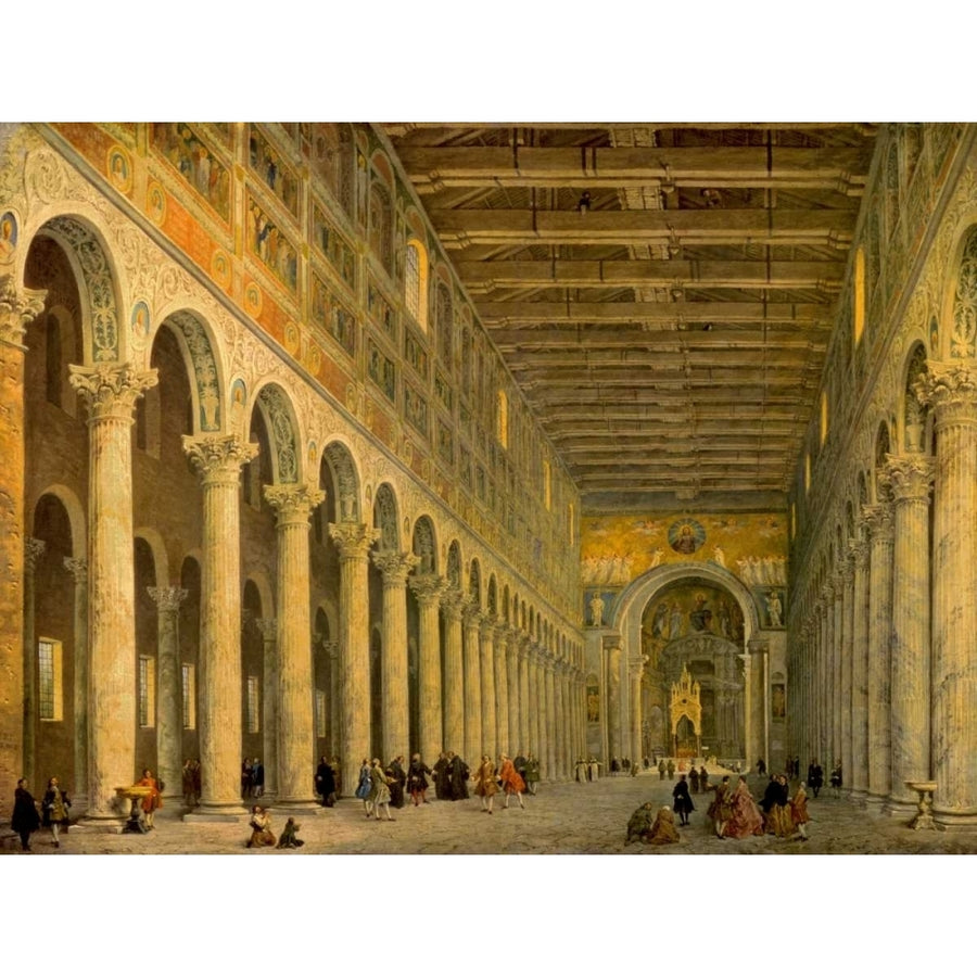 Interior of the Church of San Paolo Fuori Le Mura Poster Print by Giovanni Paolo Pannini Image 1