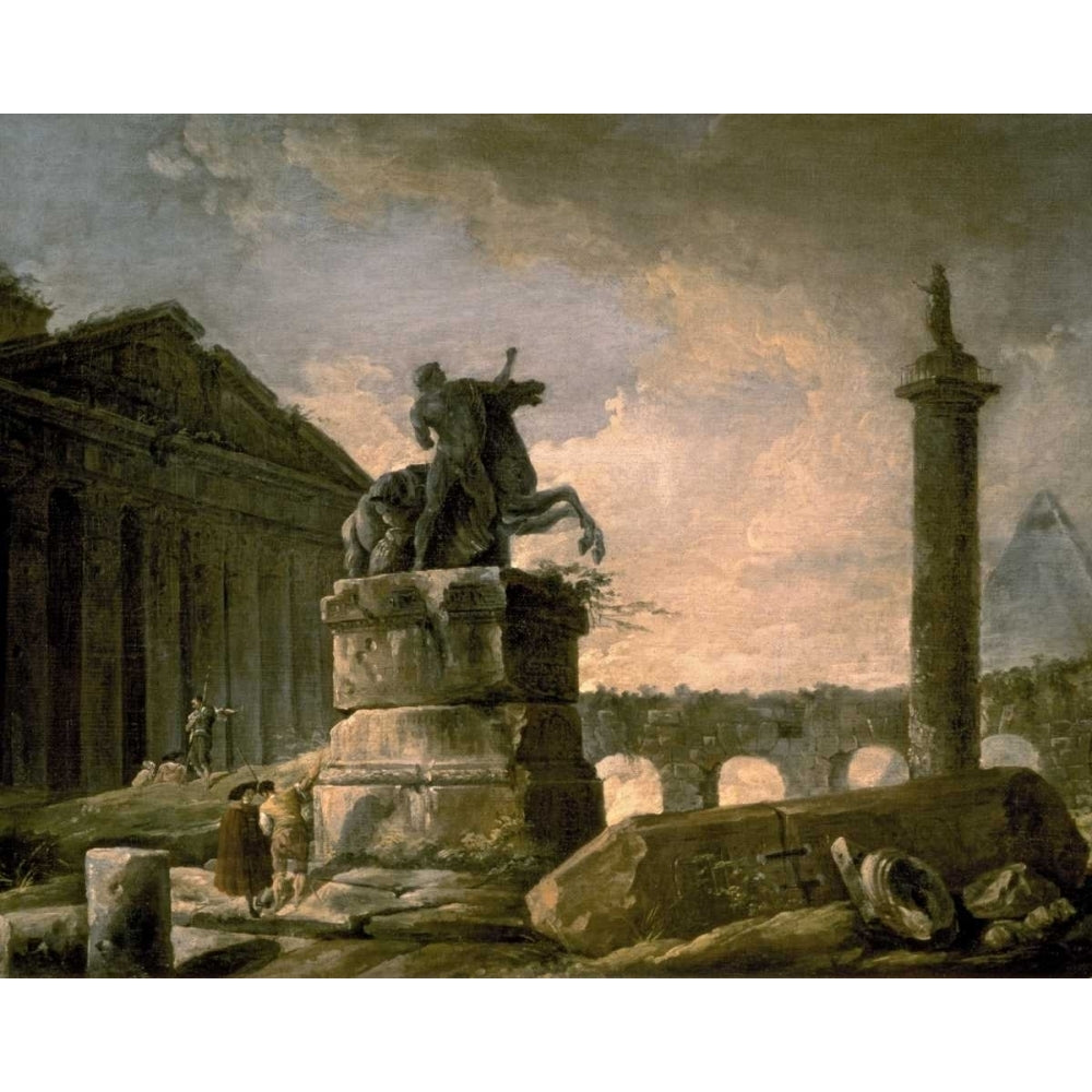 Architectural Landscape with Obelisk Poster Print by Hubert Robert Image 1