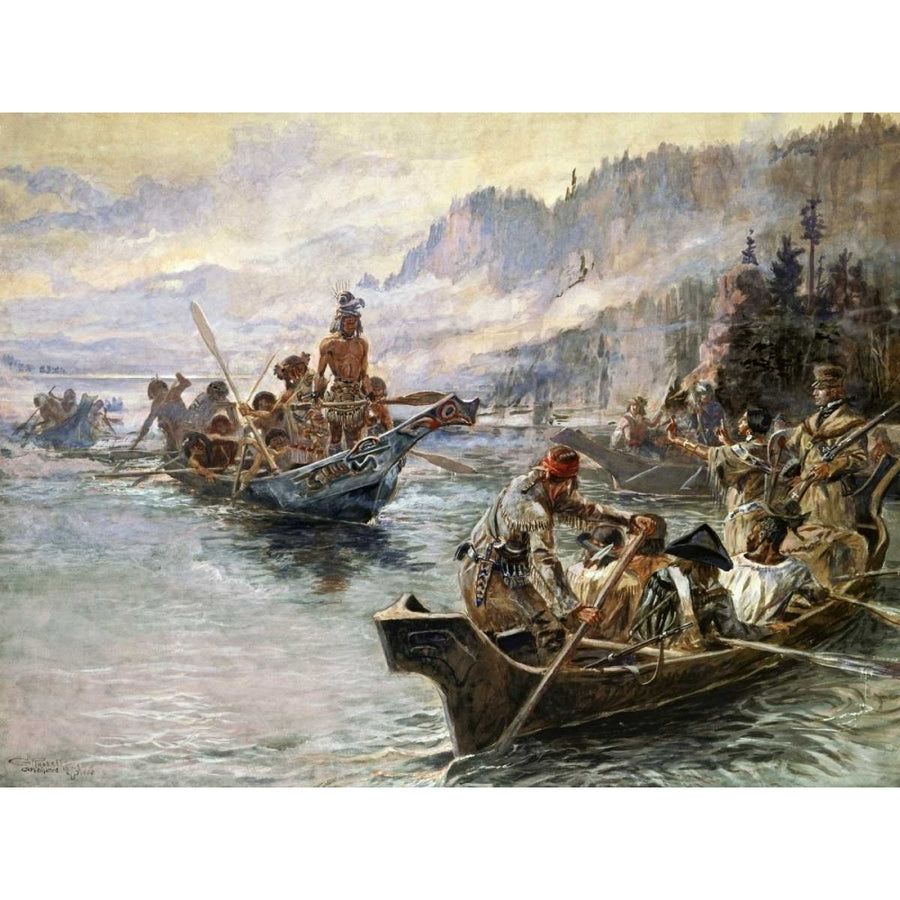 Lewis and Clark on the Lower Columbia Poster Print by Charles M. Russell Image 1