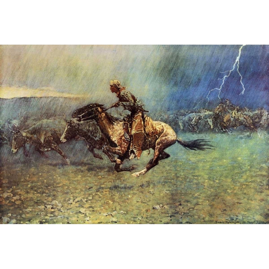 The Stampede Poster Print by Frederic Remington Image 1