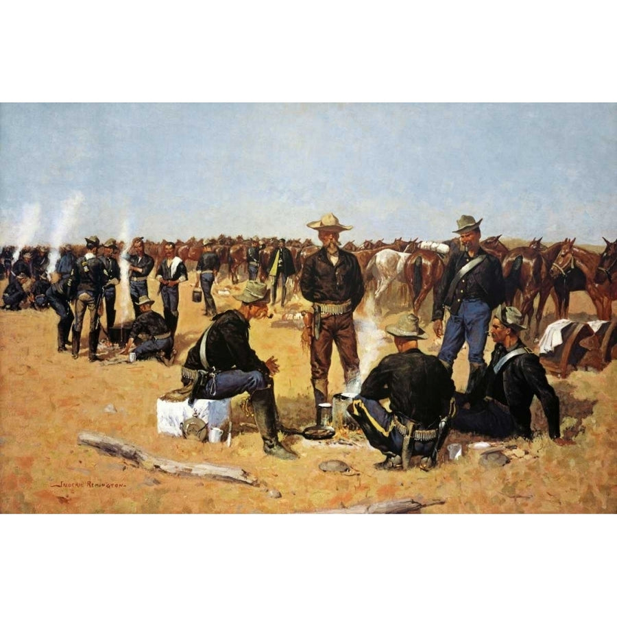 A Calvarymans Breakfast On The Plains Poster Print by Frederic Remington Image 1