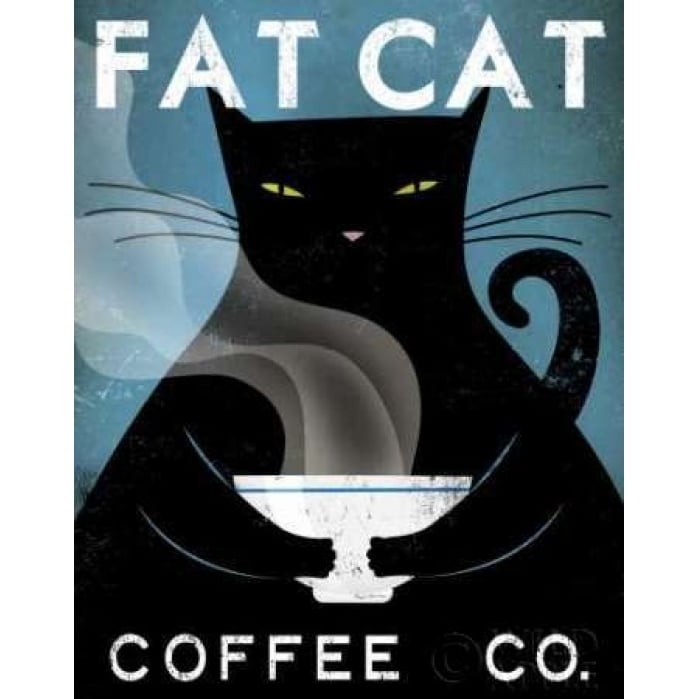 Cat Coffee no City Poster Print by Ryan Fowler Image 1