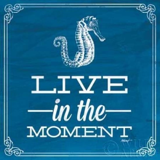 Live in the Moment Blue Poster Print by Katie Pertiet Image 1