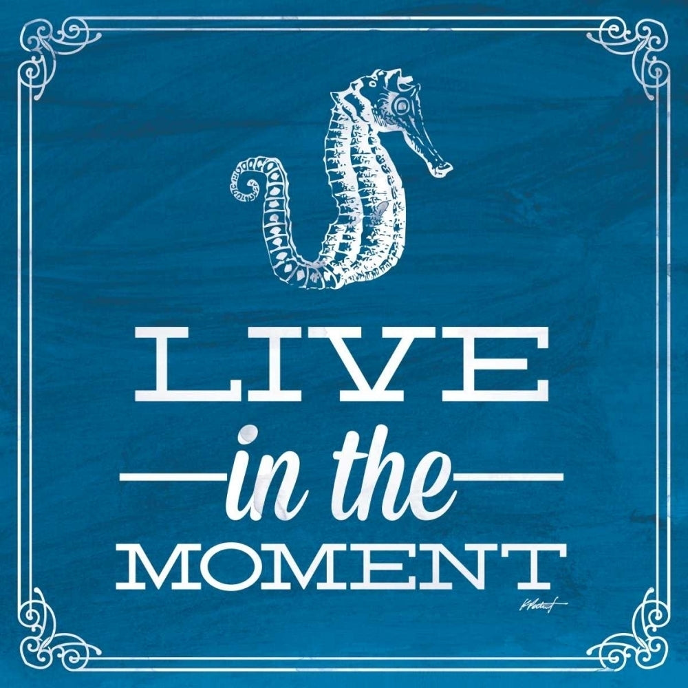 Live in the Moment Blue Poster Print by Katie Pertiet Image 1