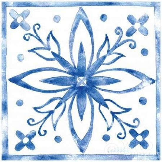 Tile Stencil I Blue Poster Print by Anne Tavoletti Image 1