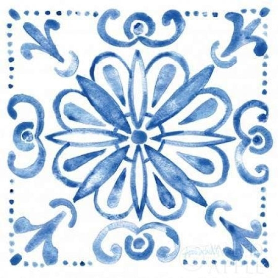 Tile Stencil IV Blue Poster Print by Anne Tavoletti Image 1