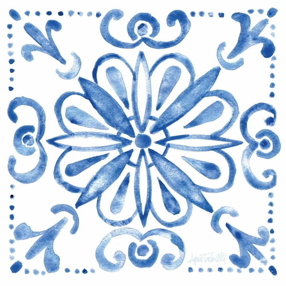 Tile Stencil IV Blue Poster Print by Anne Tavoletti Image 2