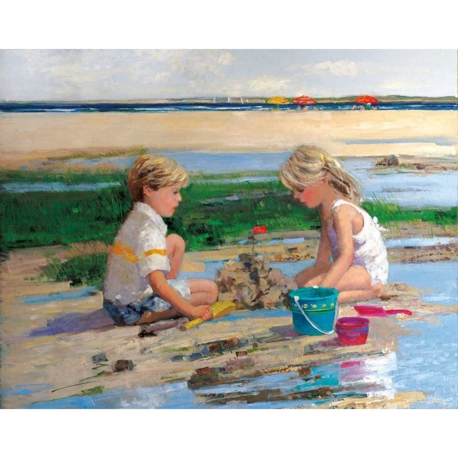 Building Sand Castles Poster Print by Sally Swatland Image 1