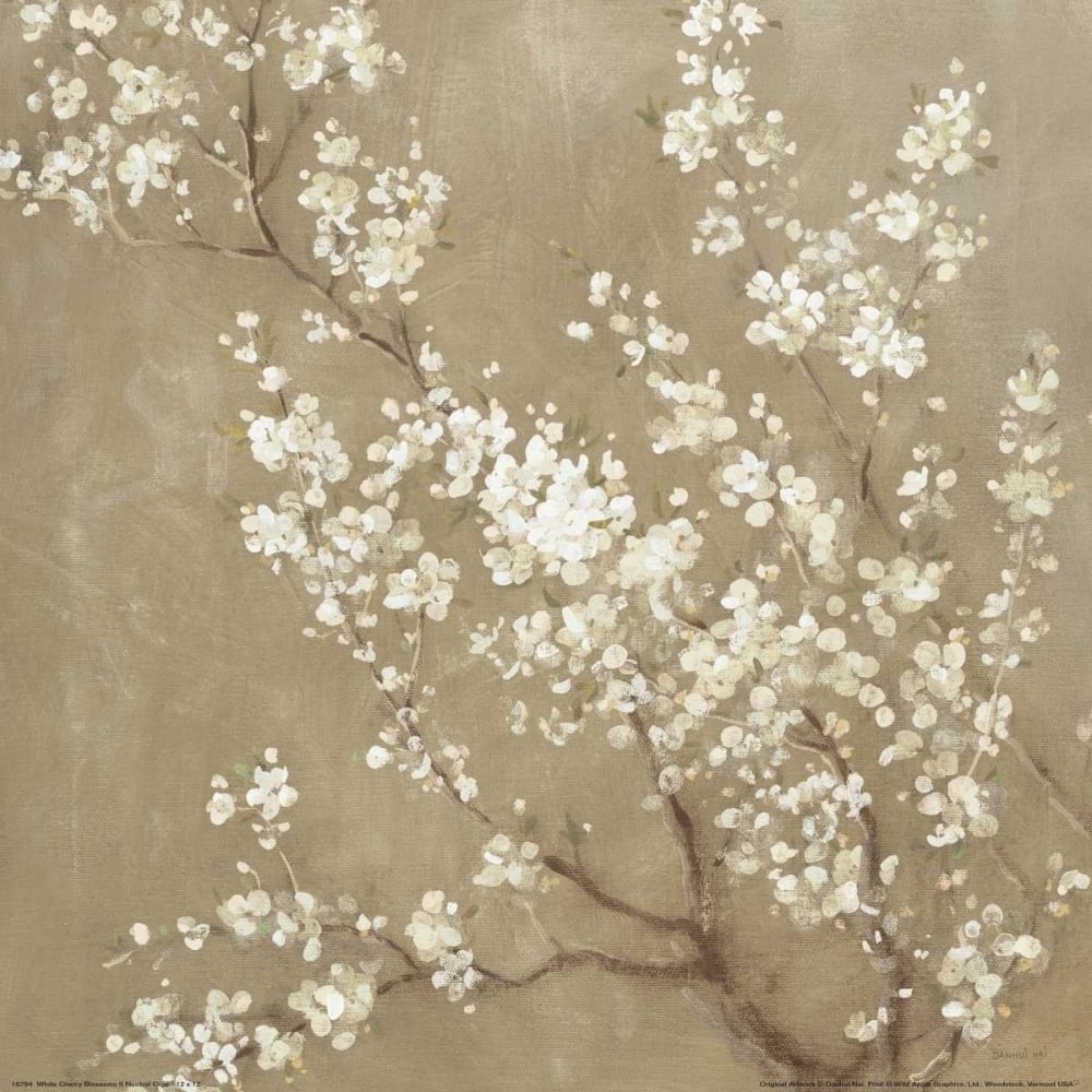 White Cherry Blossoms II Neutral Crop Poster Print by Danhui Nai Image 1