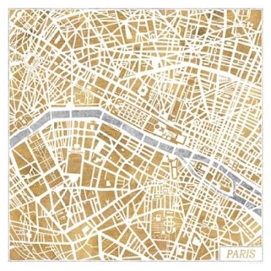 Gilded Paris Map Poster Print by Laura Marshall Image 1