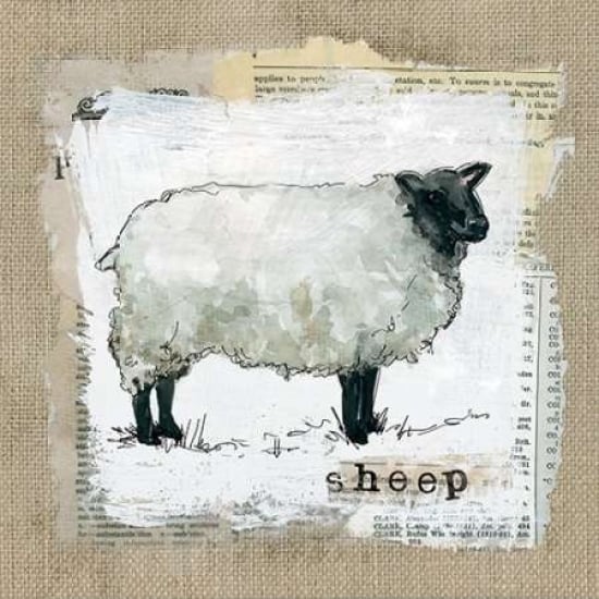 Burlap Sheep Poster Print by Carol Robinson Image 1