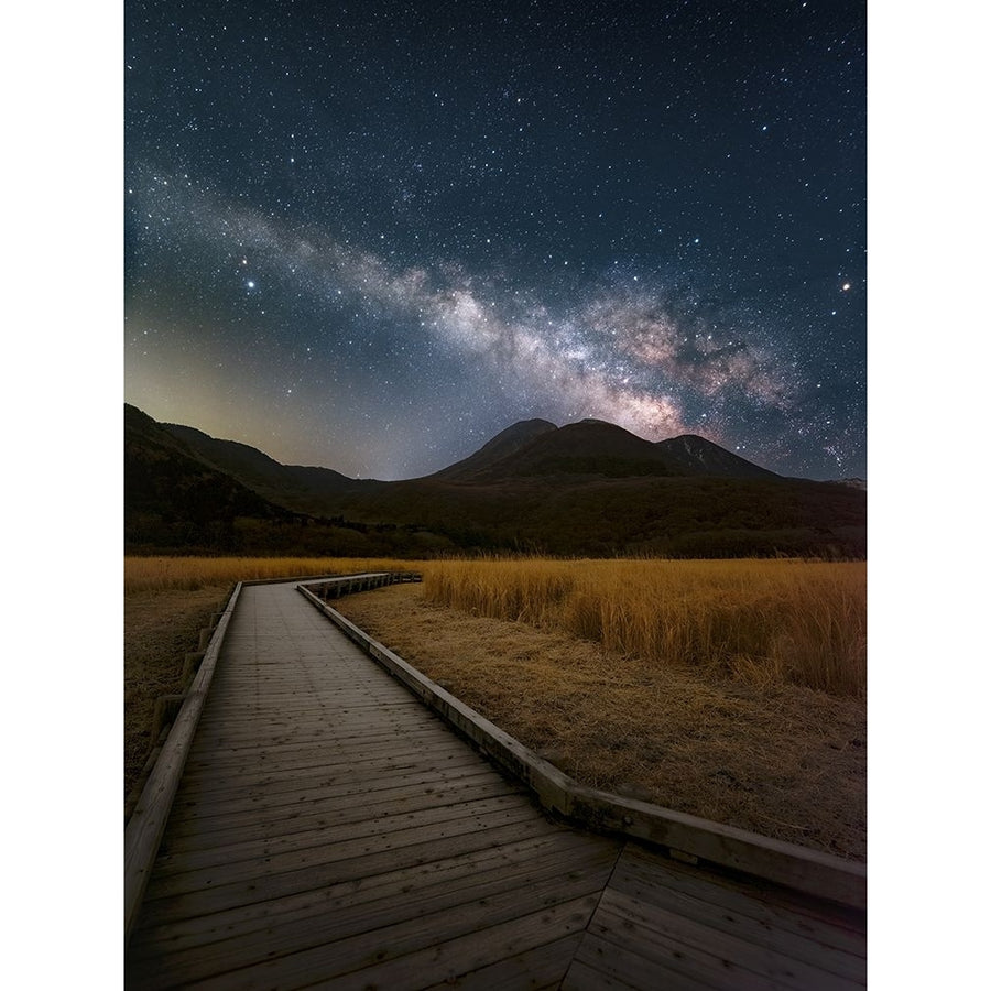 Milky Way shining in the sky of Kuju Mountain Range Poster Print - Awakari Image 1