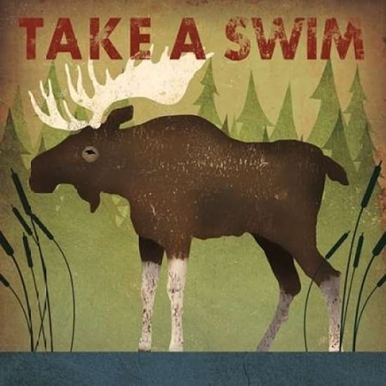 Take a Swim Moose Poster Print by Ryan Fowler Image 1