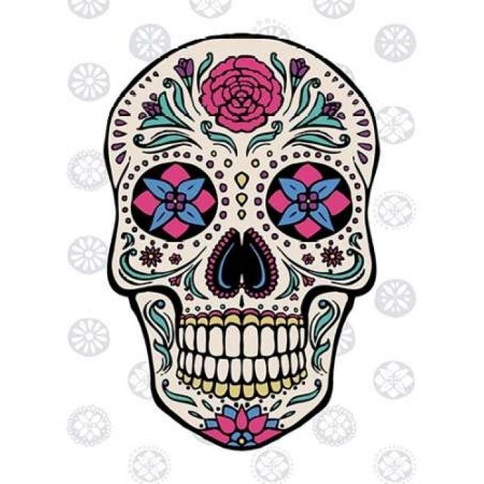 Sugar Skull on Gray Poster Print by Janelle Penner Image 1