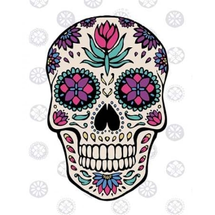 Sugar Skull IV on Gray Poster Print by Janelle Penner Image 1