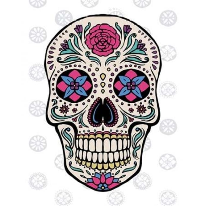 Sugar Skull on Gray Poster Print by Janelle Penner Image 1