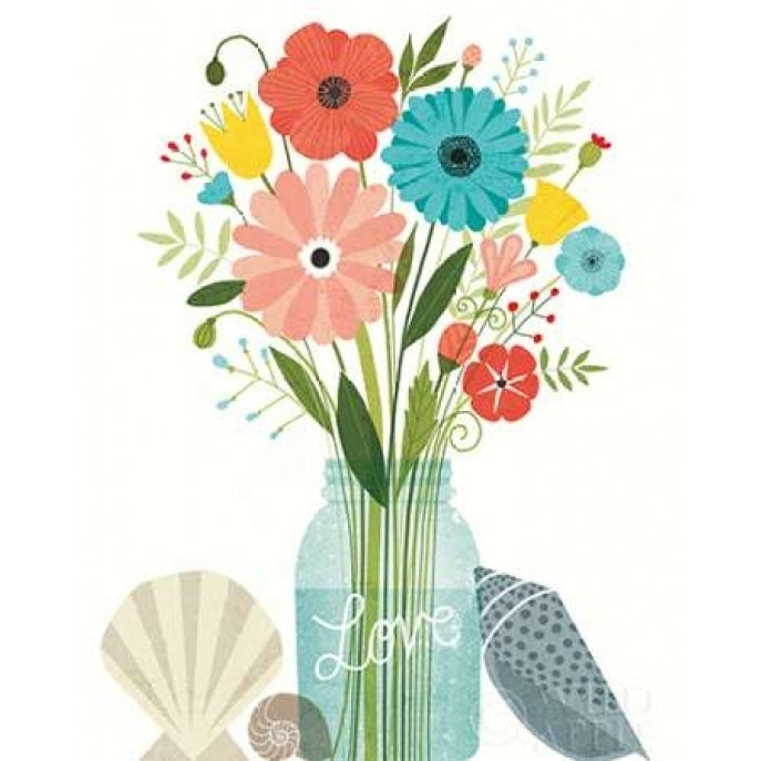 Seaside Bouquet II Mason Jar Poster Print by Michael Mullan Image 1