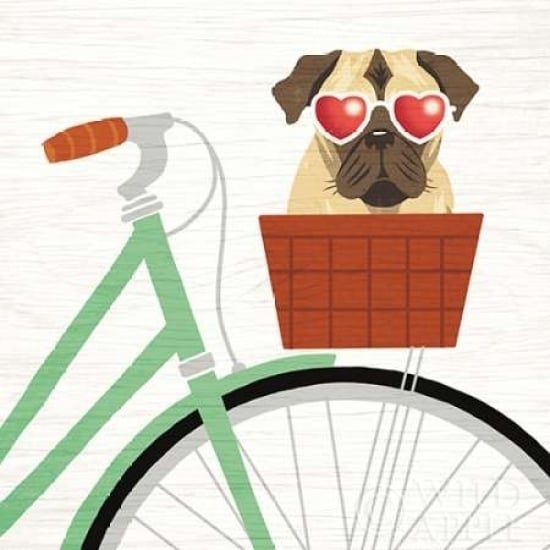 Beach Bums Pug Bicycle I Poster Print by Michael Mullan Image 2