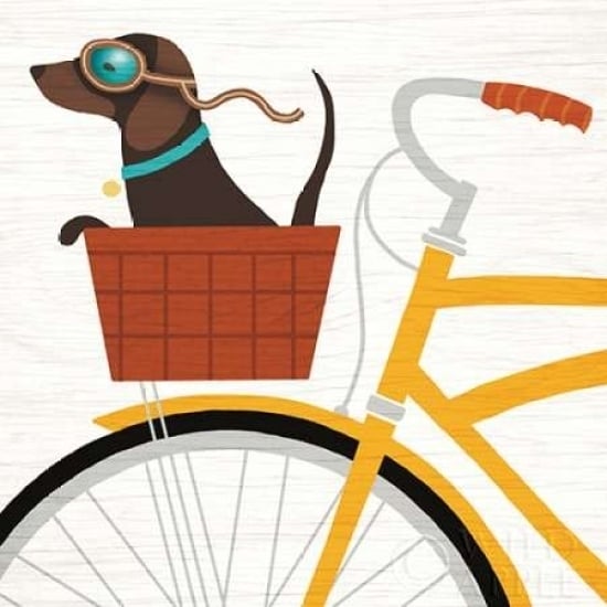 Beach Bums Dachshund Bicycle I Poster Print by Michael Mullan Image 1