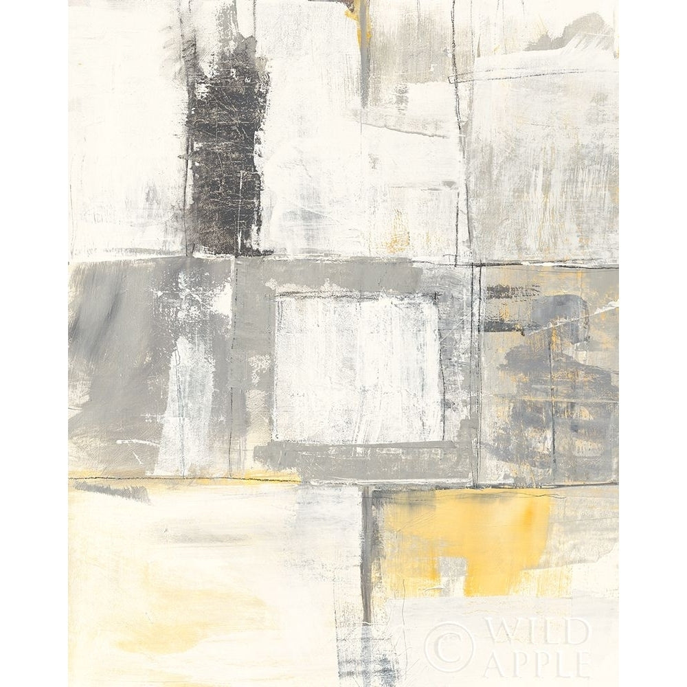 Gray And Yellow Blocks Ii White Poster Print by Mike Schick Image 2