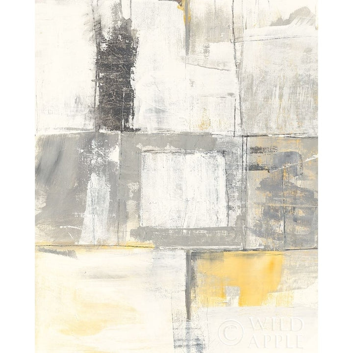 Gray And Yellow Blocks Ii White Poster Print by Mike Schick Image 1