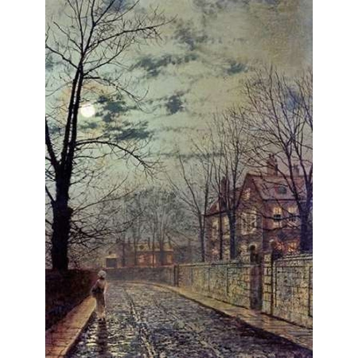 A Moonlit Road Poster Print by John Atkinson Grimshaw Image 2