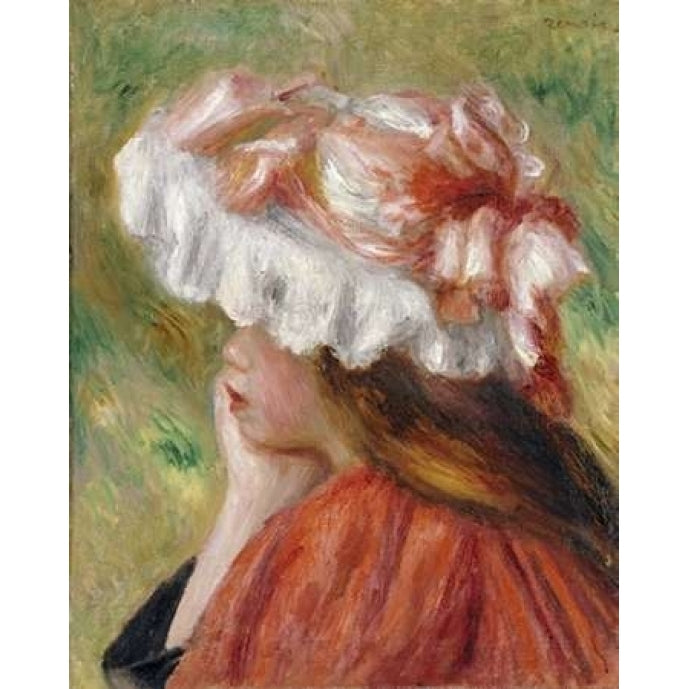 Head of a Young Girl In a Red Hat Poster Print by Pierre-Auguste Renoir Image 1